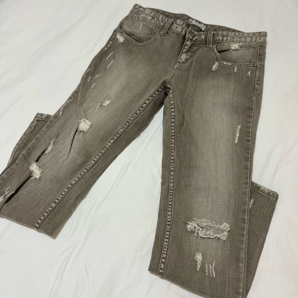Free people distressed grey jeans size 28